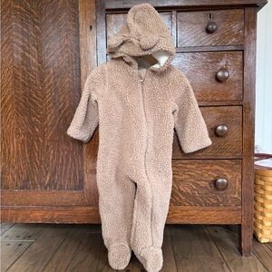 Quincy Mae Fuzzy Brown Bear Kids Footie